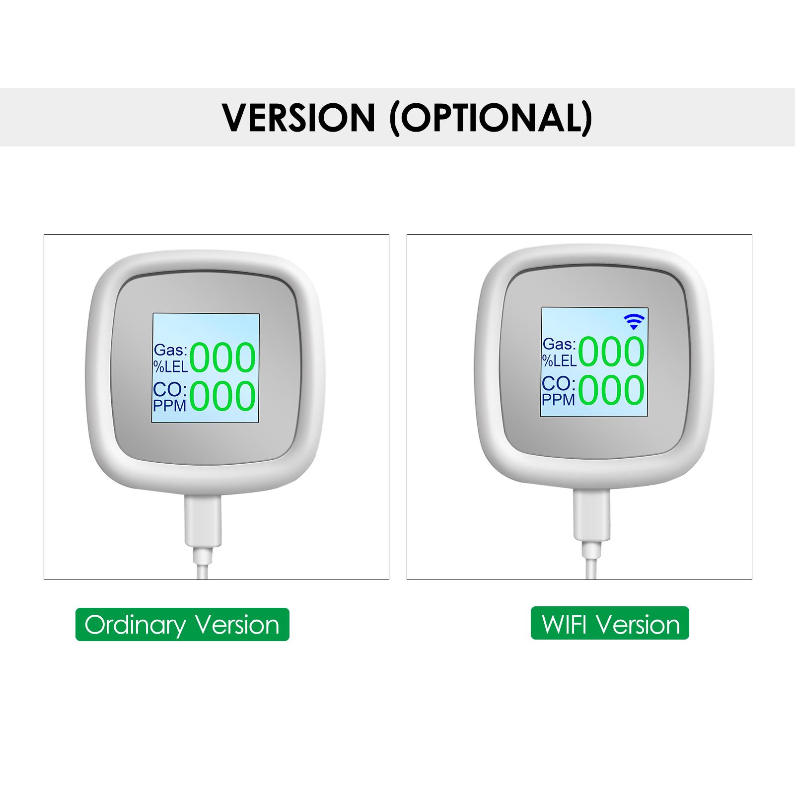 WIFI Combustible Gas Detector Gas Alarm Digital Combustible Gas Detection Instrument Gas Leak Tester Intelligent Air Quality Detector with Sound Alarm APP Notification Pushing SmartLife Tuya APP Remote Control