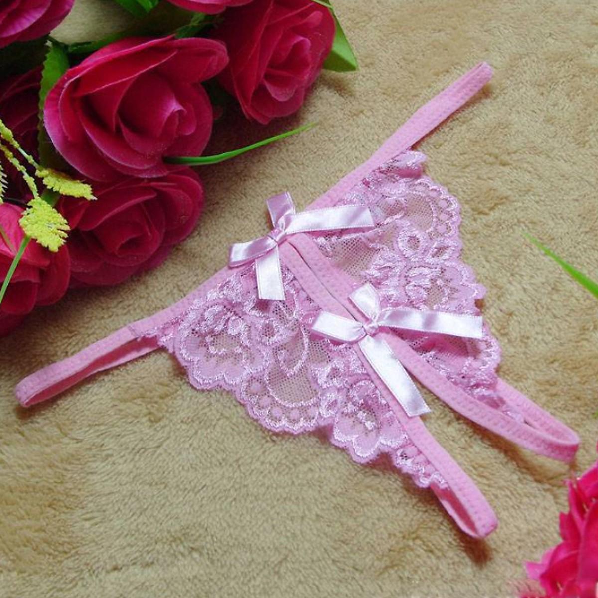 Quần ren cạp dây nữ kiểu sexy gợi cảm - Màu hồng