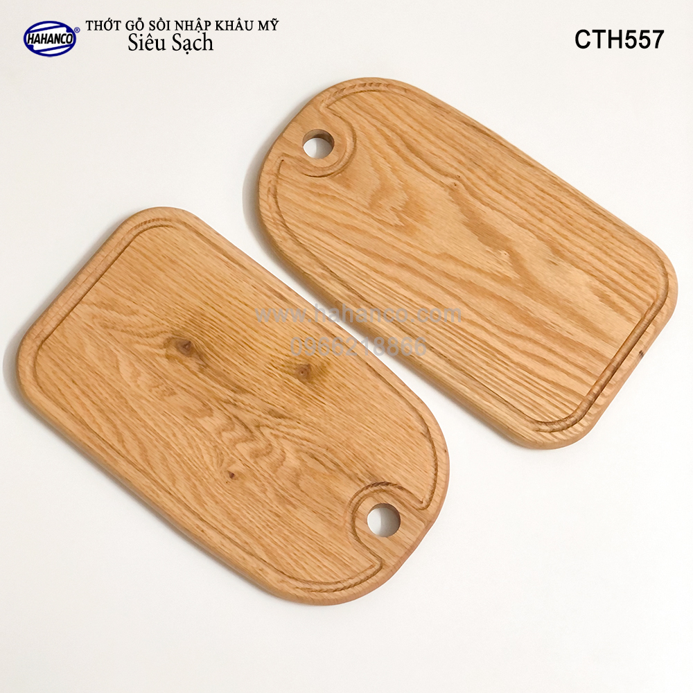 Thớt cỡ lớn gỗ Sồi Mỹ (OAK) có rãnh bao quanh tiện dụng (CTH557) hàng Xuất Khẩu Châu Âu - khay bánh mì/trái cây/ bít tết/ pizza/ phụ kiện chụp ảnh, bày món ăn trong nhà hàng - Sang trọng trên bàn ăn - HAHANCO