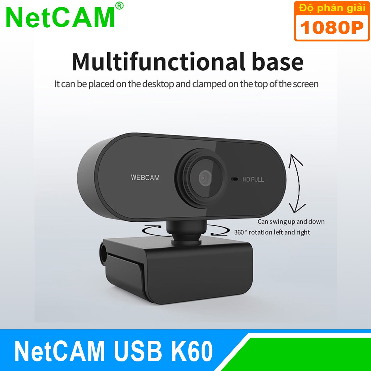 Webcam Netcam USB K60 1080P - Hàng Chính Hãng