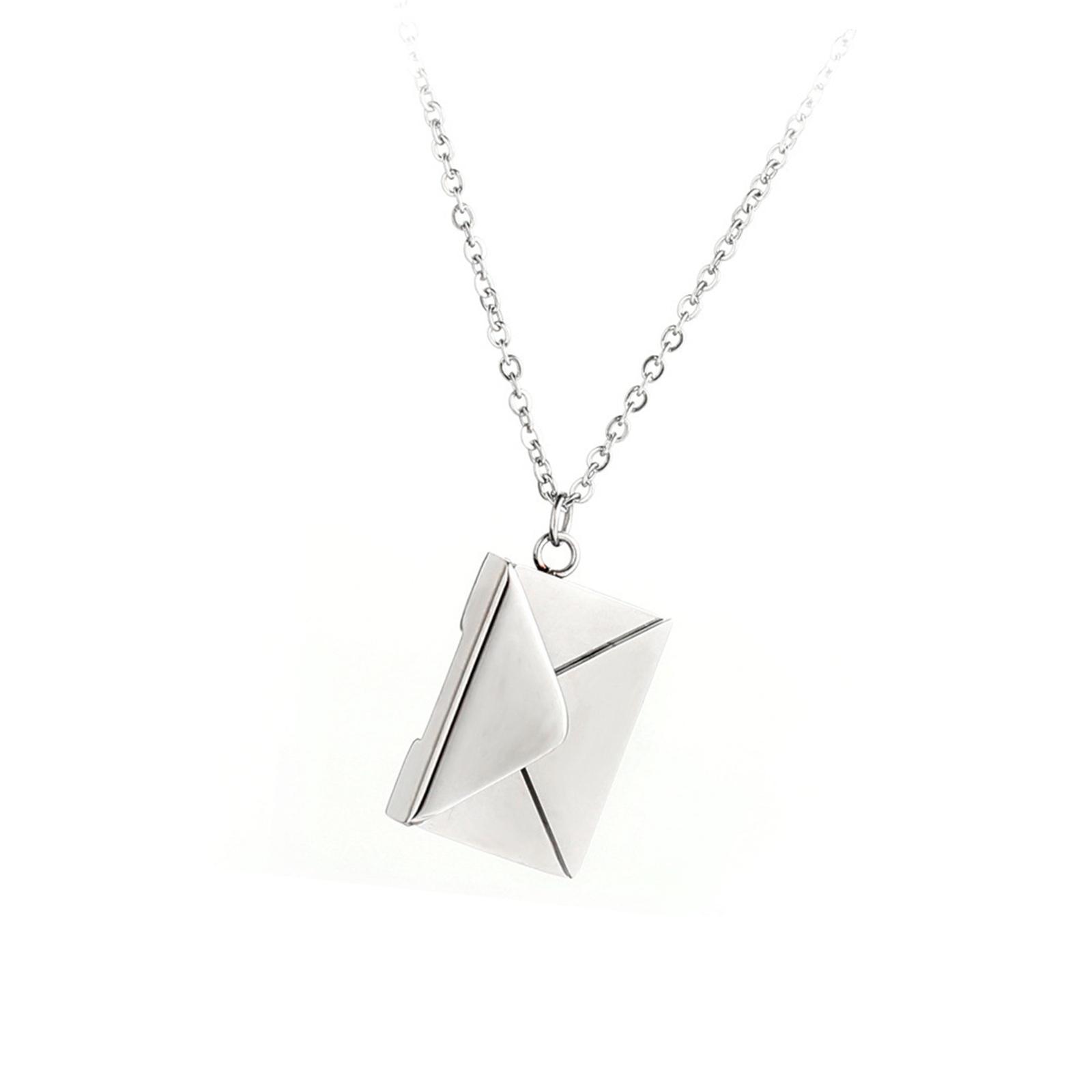 Love Letter Envelope Pendant Necklace for Couples Family Women Men