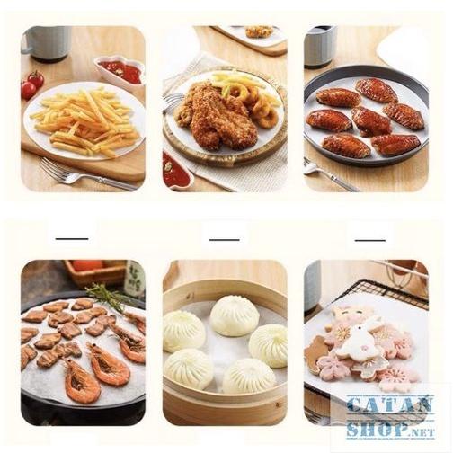 Set 100 tờ Giấy nến tròn đục lỗ dùng lót xửng hấp bánh và nồi chiên không dầu chống dính tốt, giấy nên nướng bánh