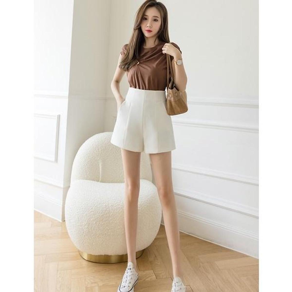 Quần short đùi nữ cạp cao, quần sooc nữ đi chơi đẹp thời trang phong cách trẻ trung, năng động chất tuyết mưa, aloha