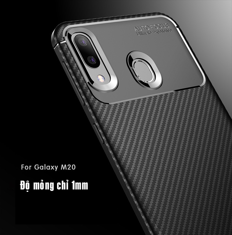 Ốp lưng chống sốc vân carbon màu đen cho Samsung M20 - Hàng nhập khẩu