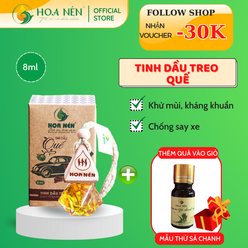 Tinh dầu treo Quế nguyên chất 8ml- Hoa Nén - Khử mùi, chống say xe