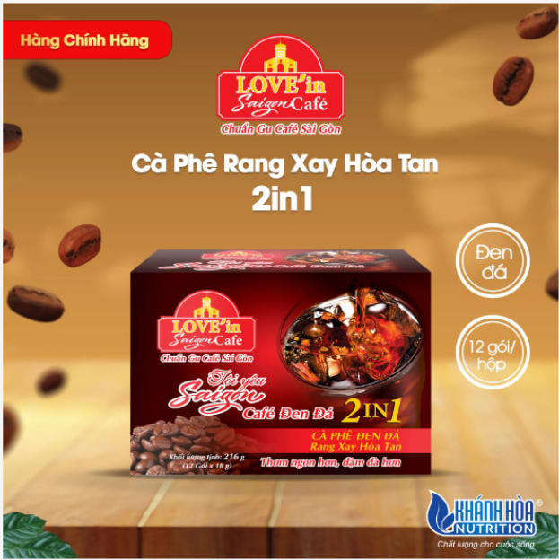 Cafe Đen Đá Rang Xay Hòa Tan 2IN1 LOVE’IN SAIGON CAFE - Khánh Hòa Nutrifoods Thơm Ngon Hơn, Đậm Đà Hơn