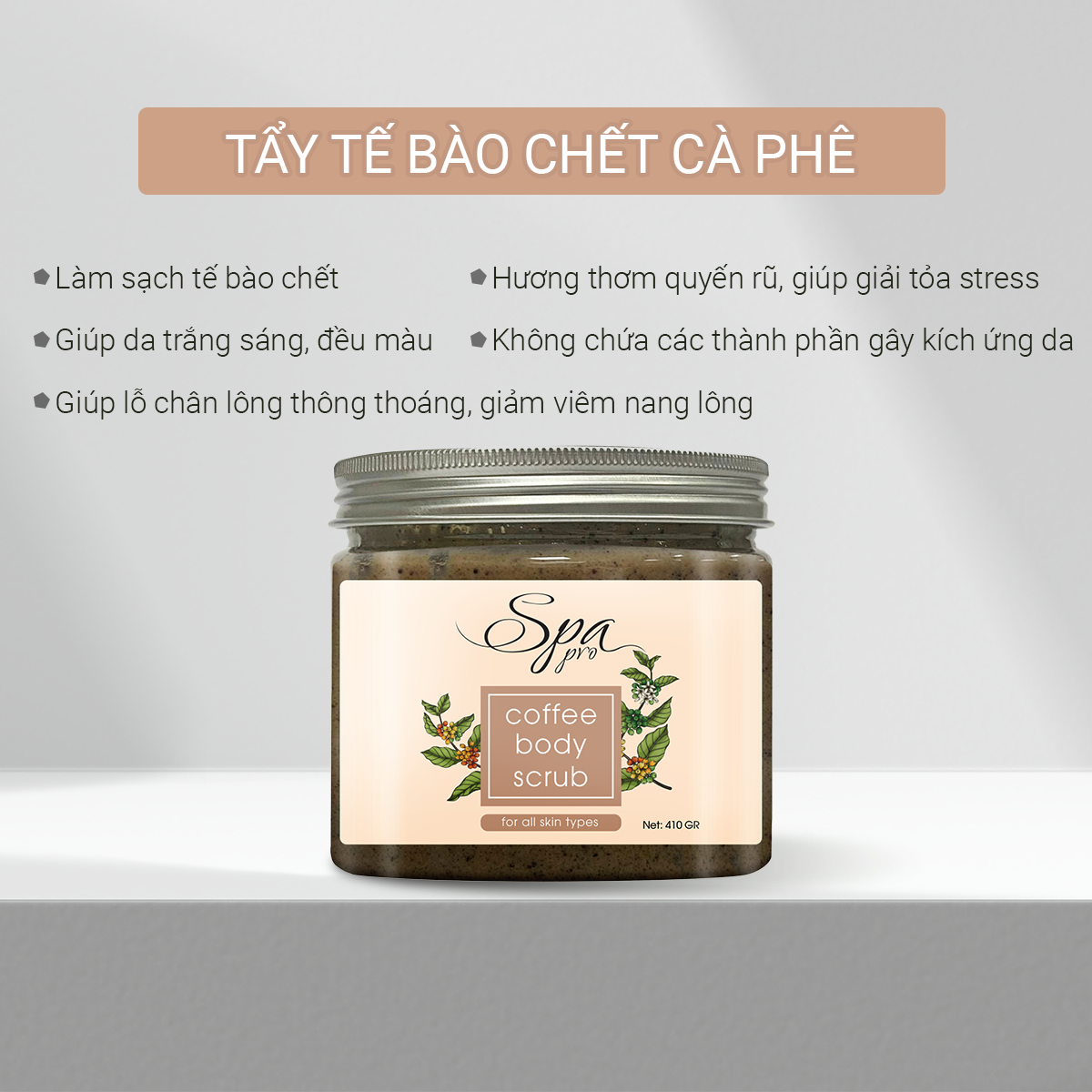 COMBO 2 - Tẩy Tế Bào Chết Cà Phê Và Dưỡng Thể Làm Trắng Da Dành Cho Da Hỗn Hợp SPA PRO