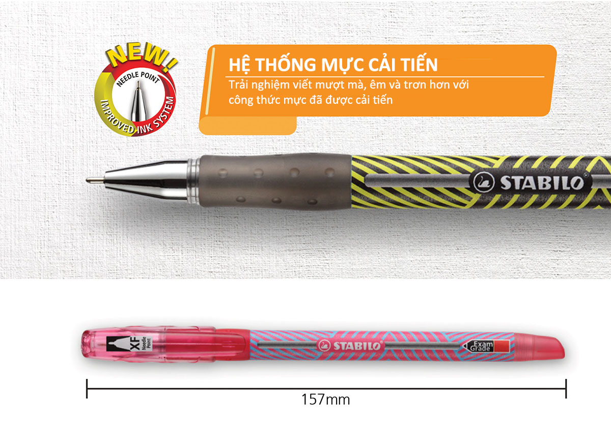 Hộp 10 bút bi STABILO Exam Grade 587NF 0.7mm + Bút xóa Correction Pen CPS88 (BP587NF/10+)