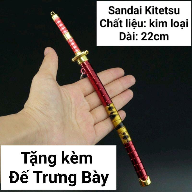 (22cm) Móc Khóa Kiếm Zoro One Piece Bằng Hợp Kim Không Gỉ (tặng Đế) - Sandai Kitetsu