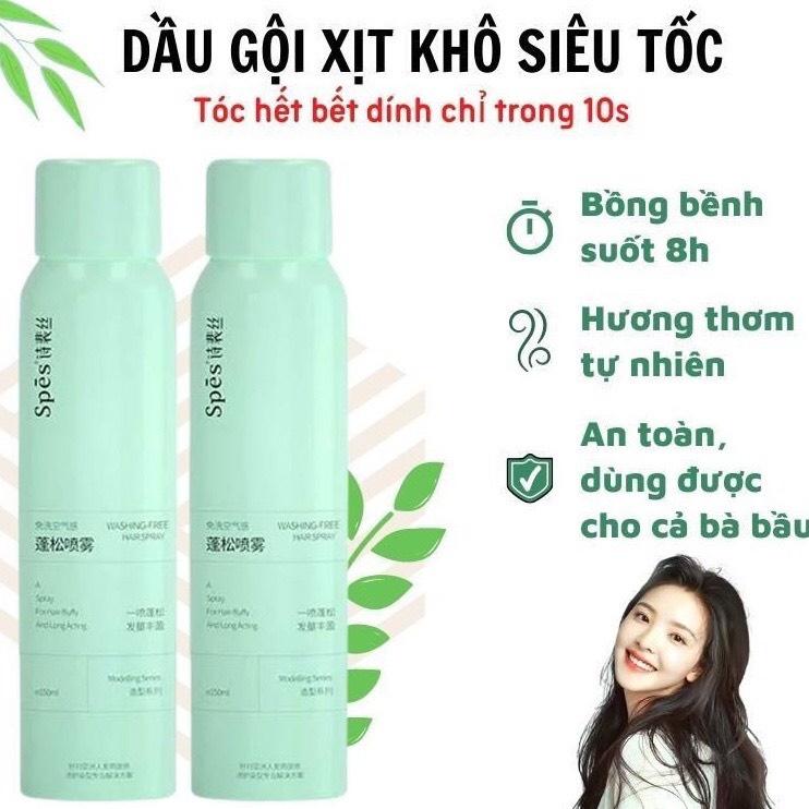 Dầu gội khô dạng xịt hot Tiktok giúp tóc bồng bềnh mượt mà không gây bết dính hàng nội địa trung 150ml