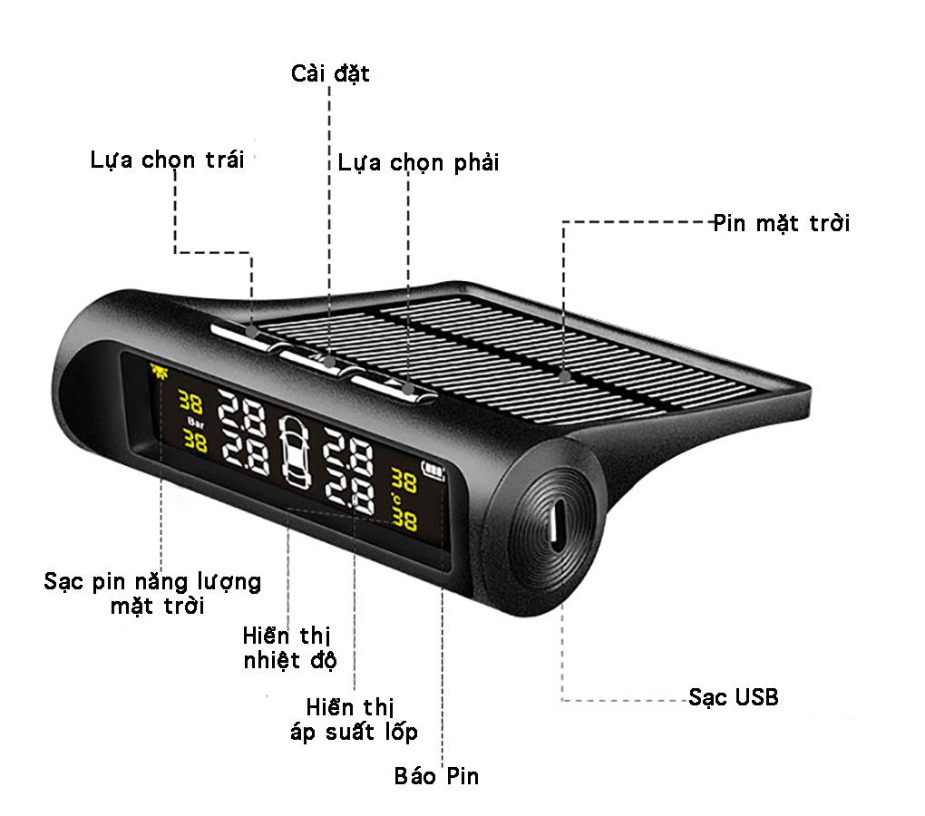 Cảm Biến Áp Suất Lốp Ô Tô Năng Lượng Mặt Trời TPMS