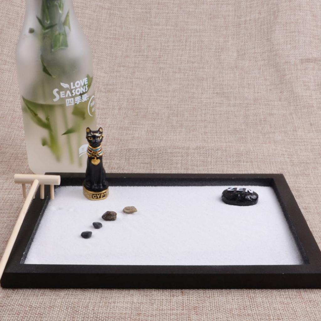 Egyp Cat Zen Garden Buddha Sand Rocks Rake Landscape Ornament - Feng Shui #2