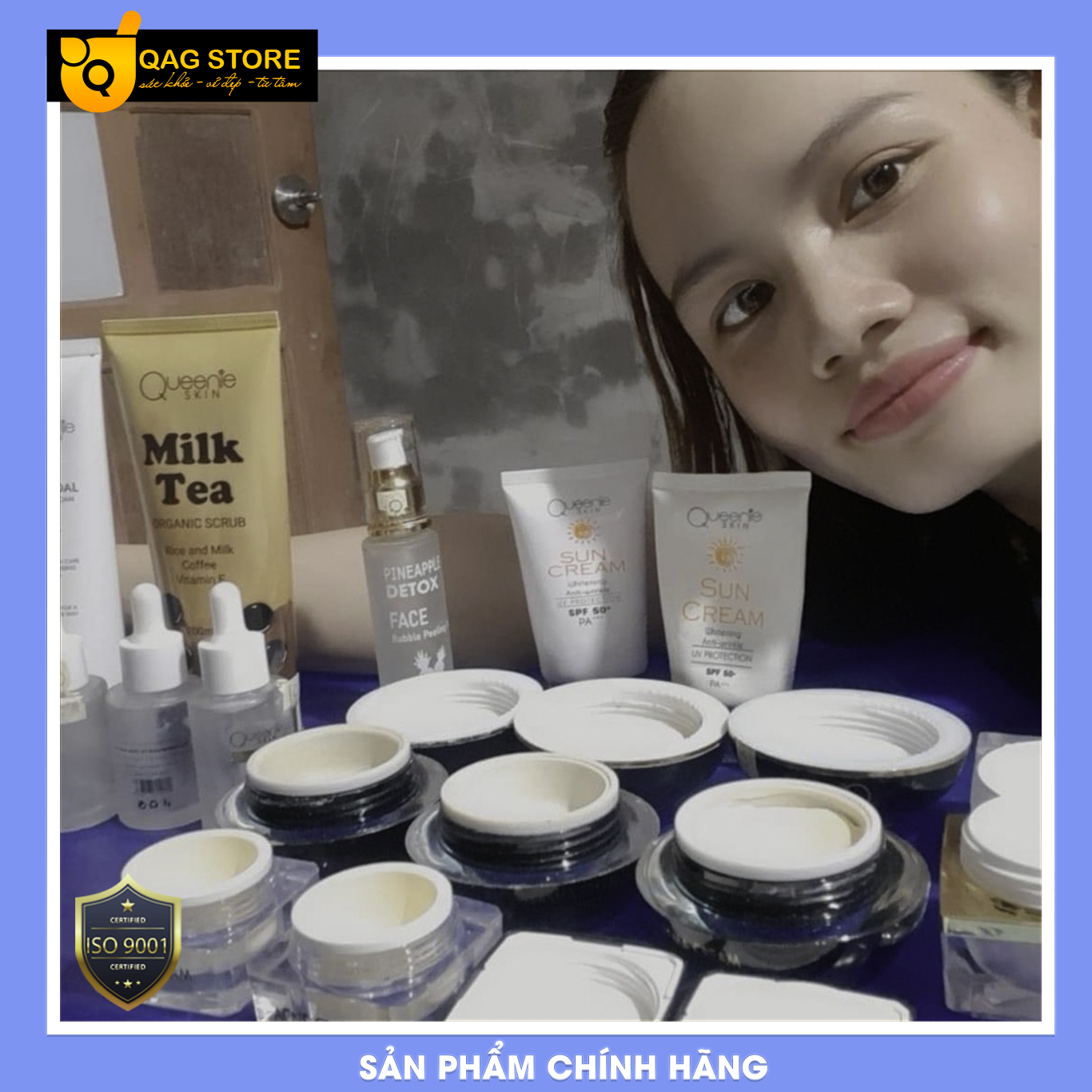 Kem Face "LƯỜI" Thượng Hạng Chính Hãng Queenie Skin Với Tinh Chất Nhân Sâm Và Nhụy Hoa Nghệ Tây Cao Cấp Giúp Dưỡng Trắng & Makeup Hiệu Quả
