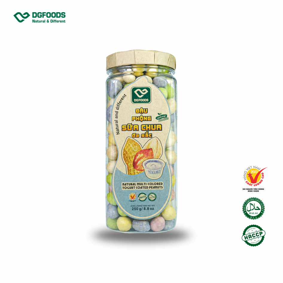 Đậu phộng sữa chua 260g DGfoods/Natural multi-colored yogurt coated peanuts/ăn chay/Đặc sản Cần Thơ,HVNCLC/HACCP/HALAL