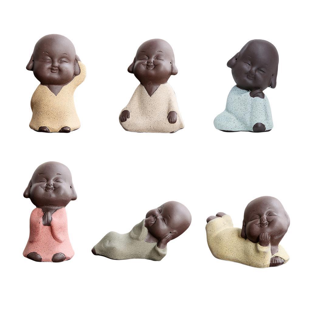 Ceramic Small Buddha Statue Baby Kids Monk Figurine Tea Pet Ornaments A.