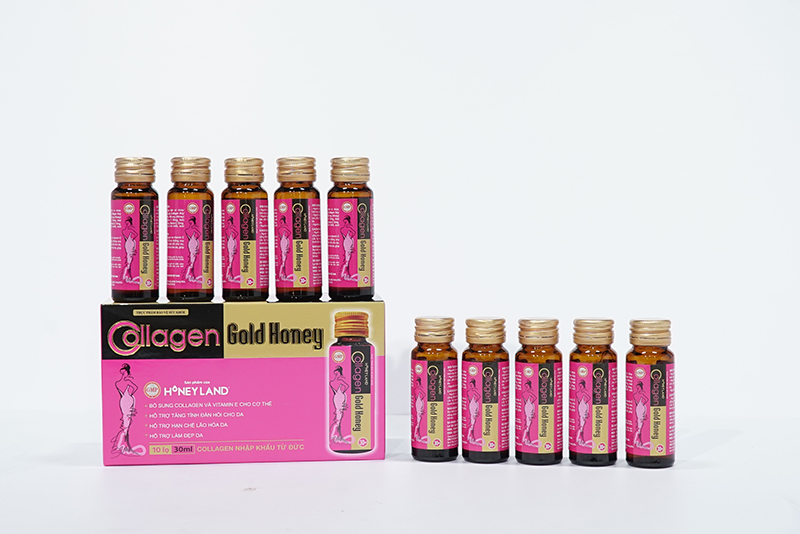 Collagen tươi chống lão hóa Collagen Gold Honey 10 chai x 30ml, 3600mg collagen/chai giúp da sáng mịn và căng bóng