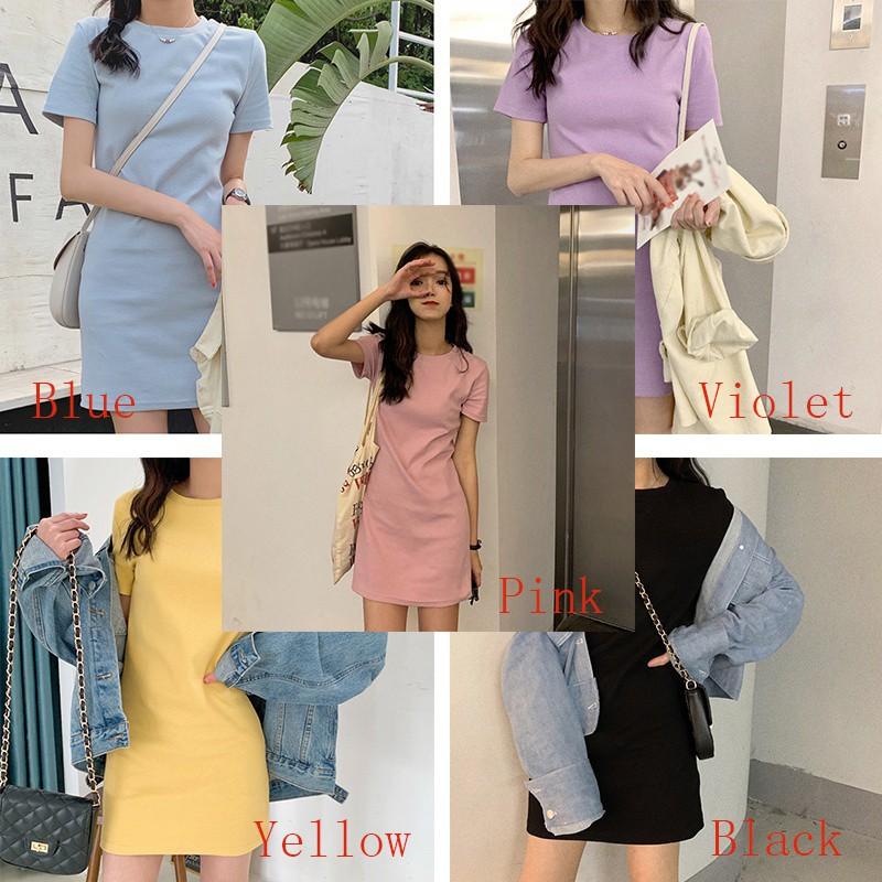 Đầm chữ A cổ tròn tay ngắn thời trang cho nữ