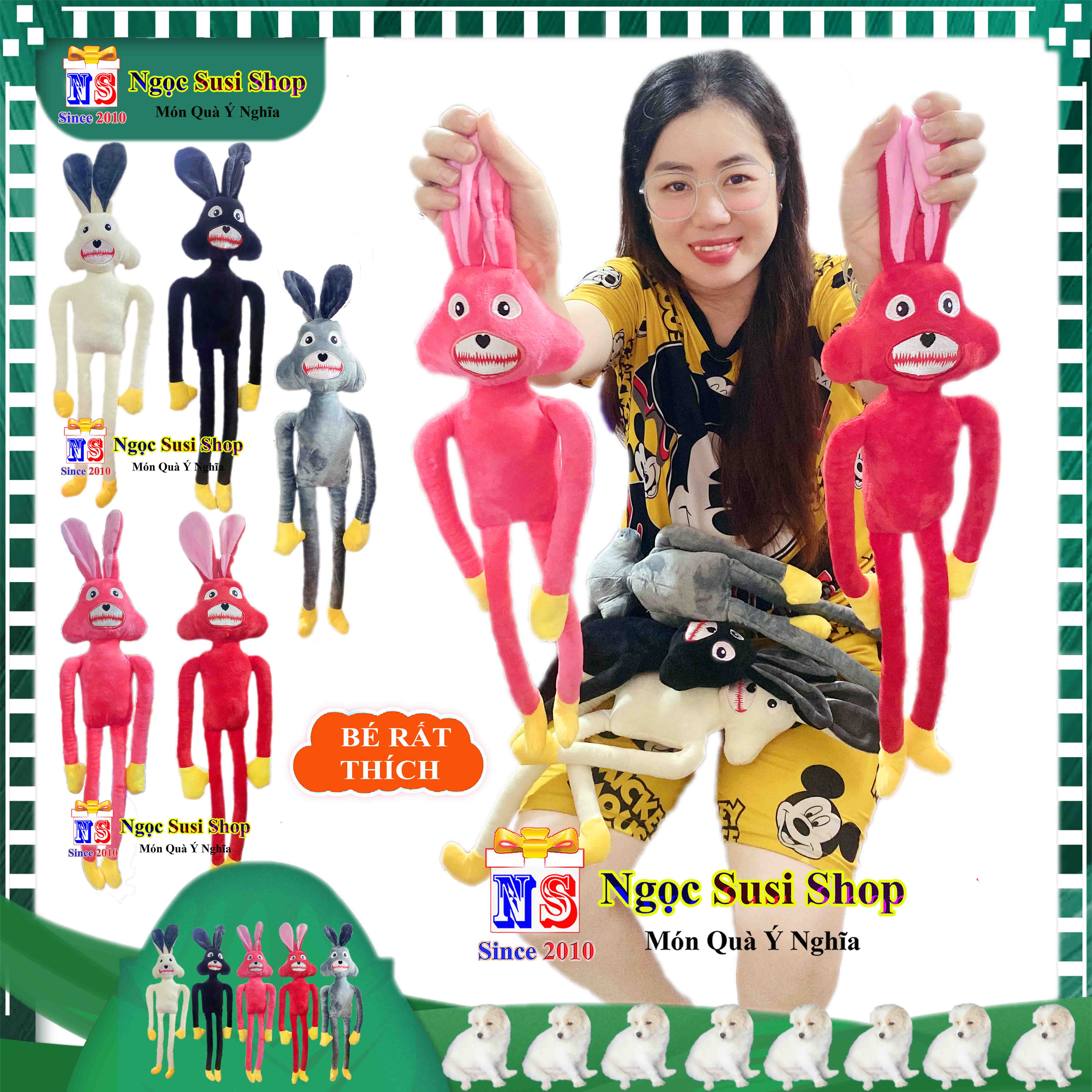 GẤU BÔNG CON THỎ CƯỜI CHÂN DÀI SIÊU MỊN - THÚ BÔNG HÌNH CON THỎ CƯỜI
