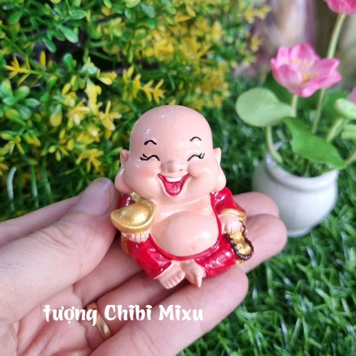 Bộ 03 tượng Thần Tài - Thần Tiền - Thổ Địa size 4cm