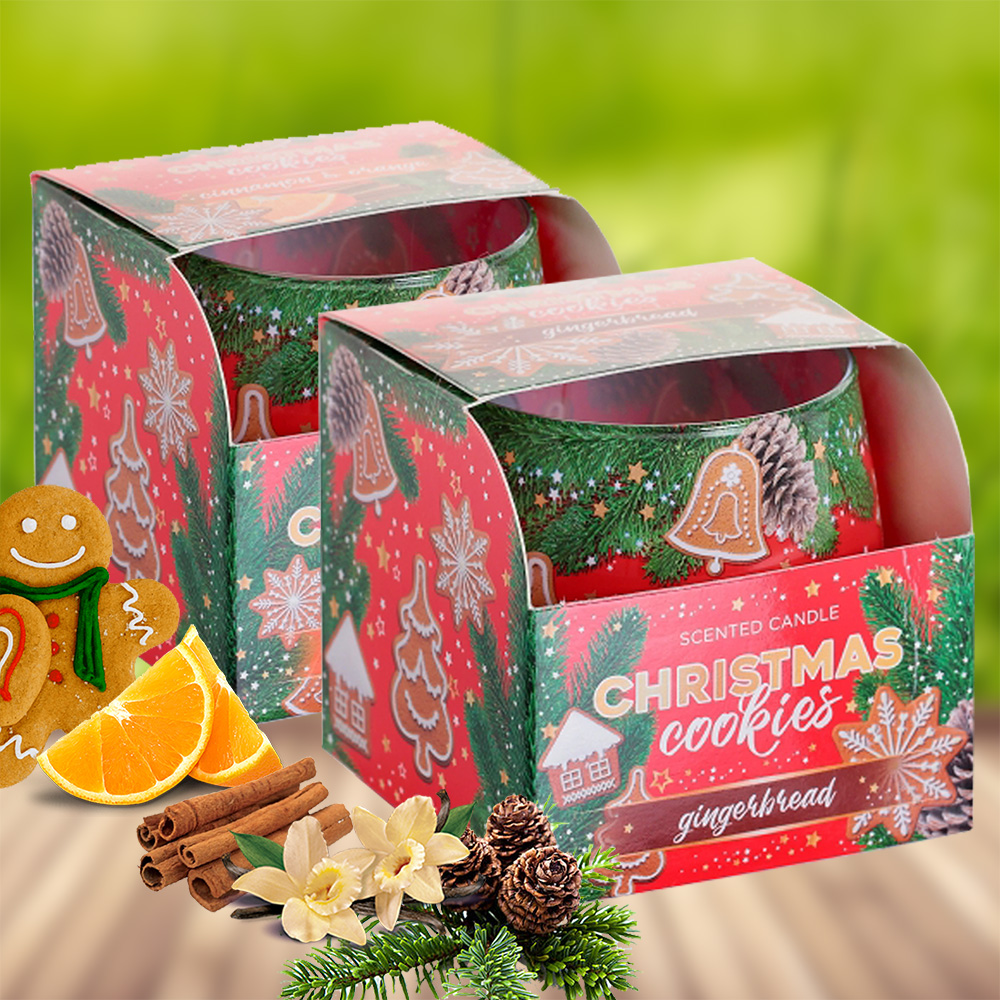 Combo 2 ly nến thơm Bartek nhập khẩu Châu Âu Christmas Cookies 100g - bánh gừng, cam, quế