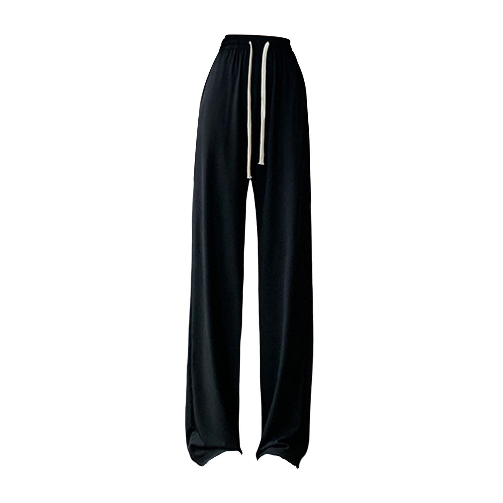 Womens Wide Leg Pants, Long Pants High Waist Pants All Match Girls Female Casual Lady Lounge Pants Loose Pants Straight Black Pants