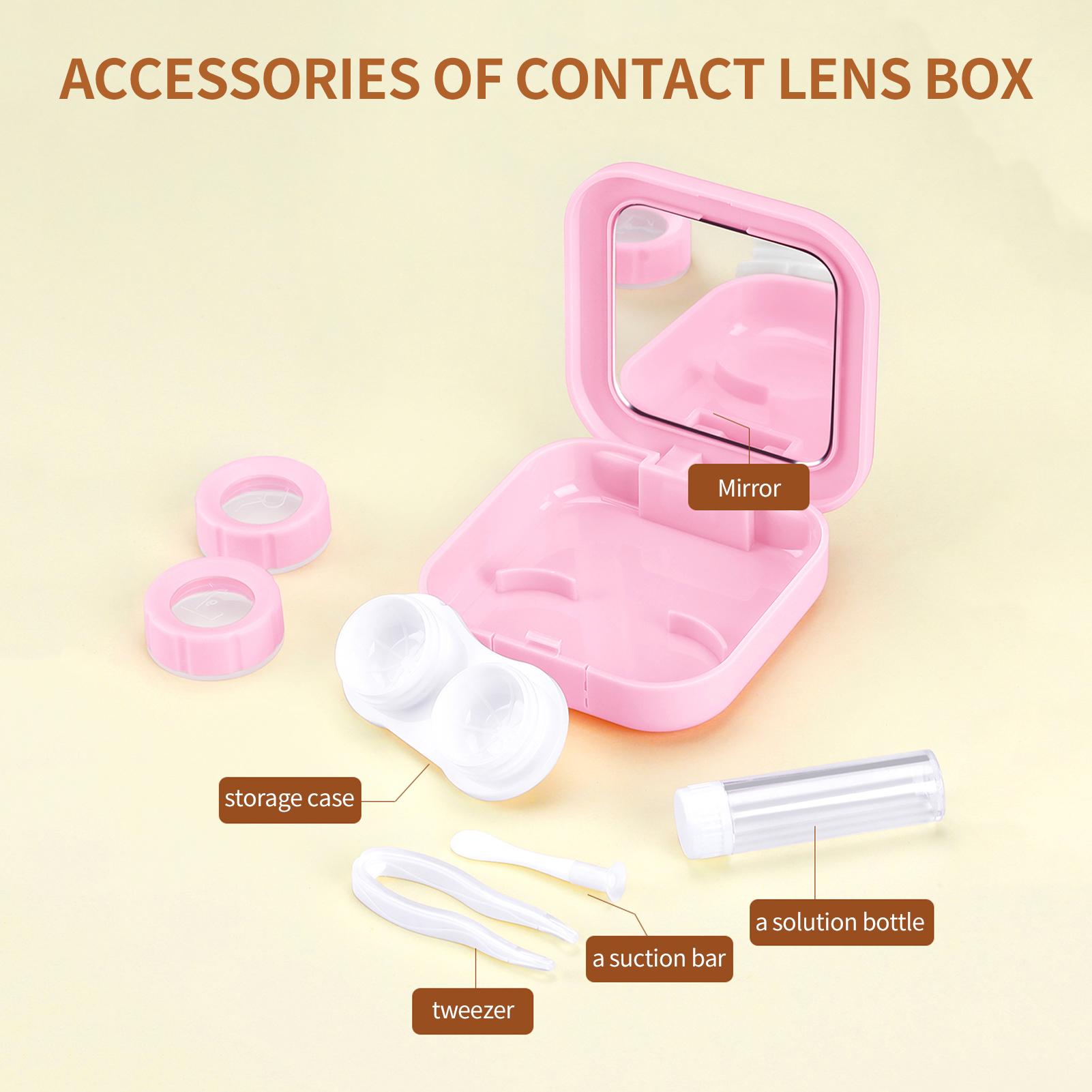 Hộp đựng kính áp tròng di động, nhỏ gọn, có gương, mẫu mã dễ thương