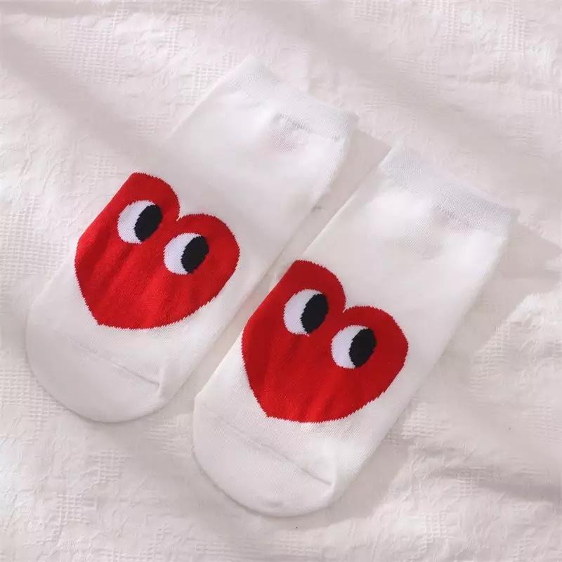 Tất Vớ Ngắn Hình Tim Tất Vớ cổ Ngắn In hình Hoạt Hình Hàn Nhật Vớ Cổ Cao Nam nữ Cute Cotton Thu Đông Phong Cách Ulzzang