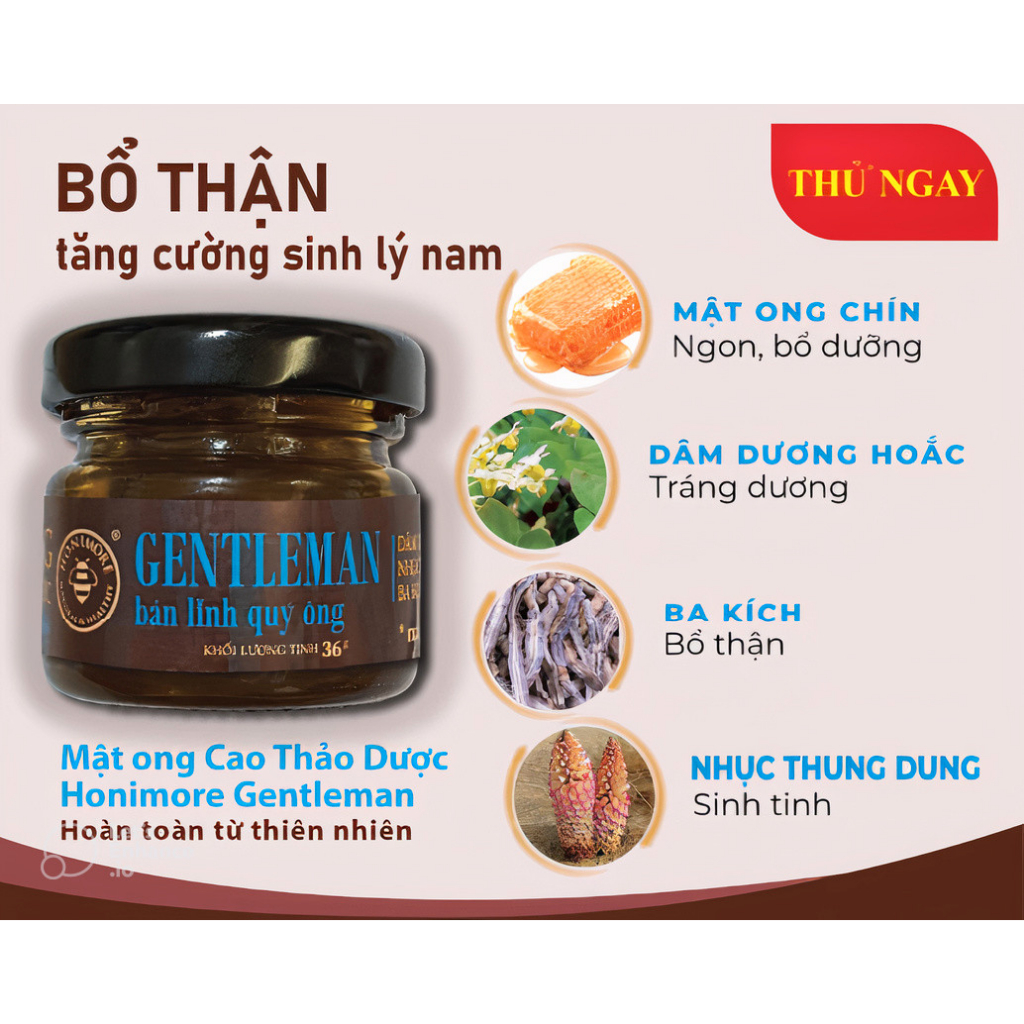 Mật ong cao thảo dược Gentleman 36g - mật ong cho nam giới giúp tăng bản lĩnh quý ông