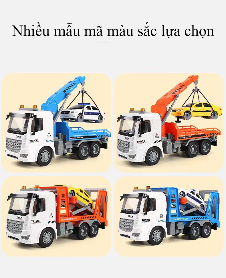 Đồ chơi xe vận chuyển ô tô KAVY nâng hạ được có nhạc và đèn chạy đà gồm 2 xe