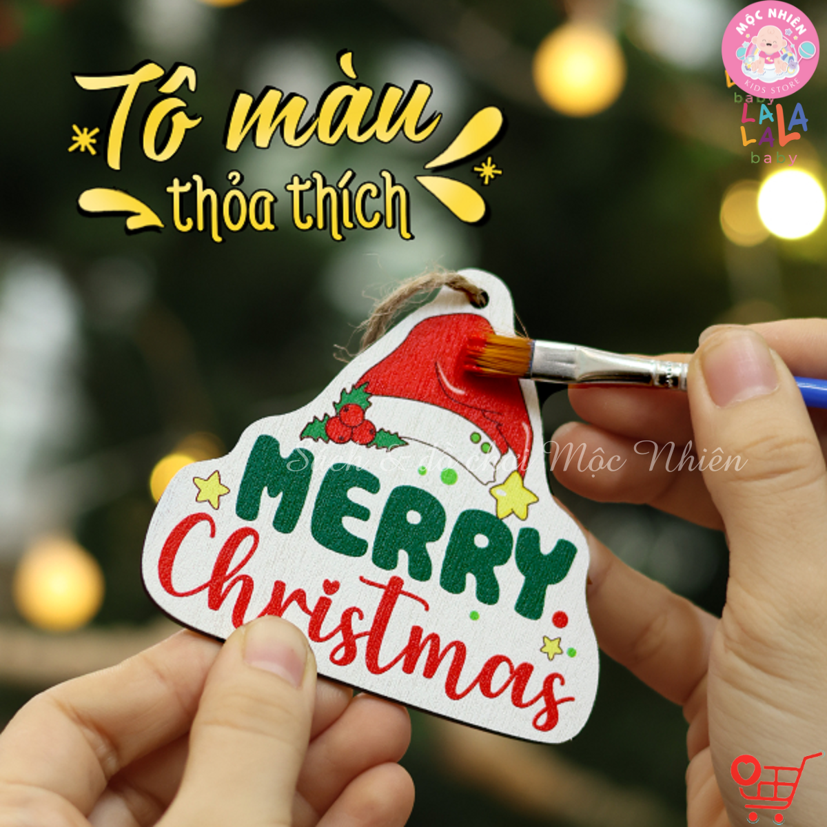 Đồ Chơi Tô Màu Gỗ Noel LalaXmas - Bộ Kit DIY Tự Vẽ và Làm Đồ Trang Trí Giáng Sinh - Lalala Baby