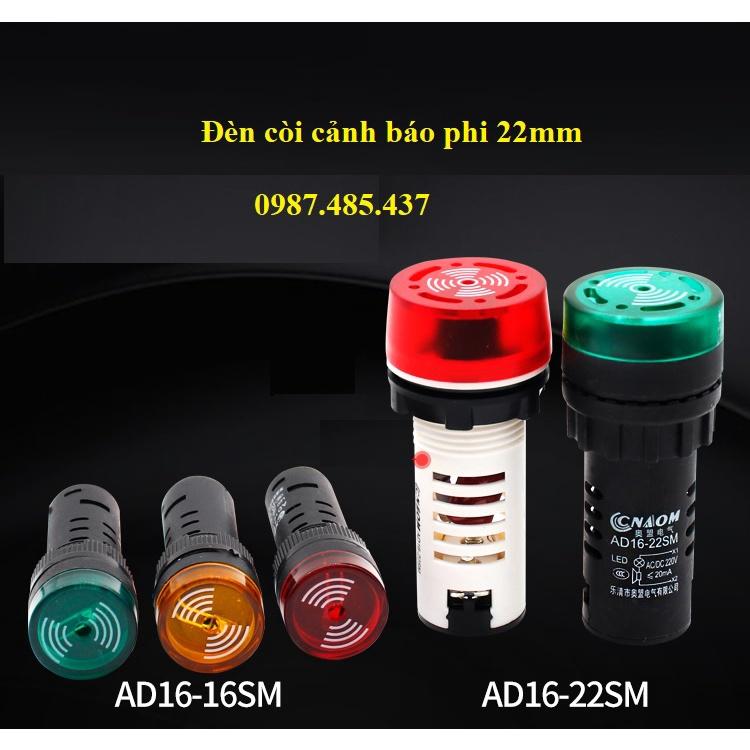 Đèn còi cảnh báo tín hiệu phi 22mm- đèn cảnh báo có còi hú 22mm AD16-22SM
