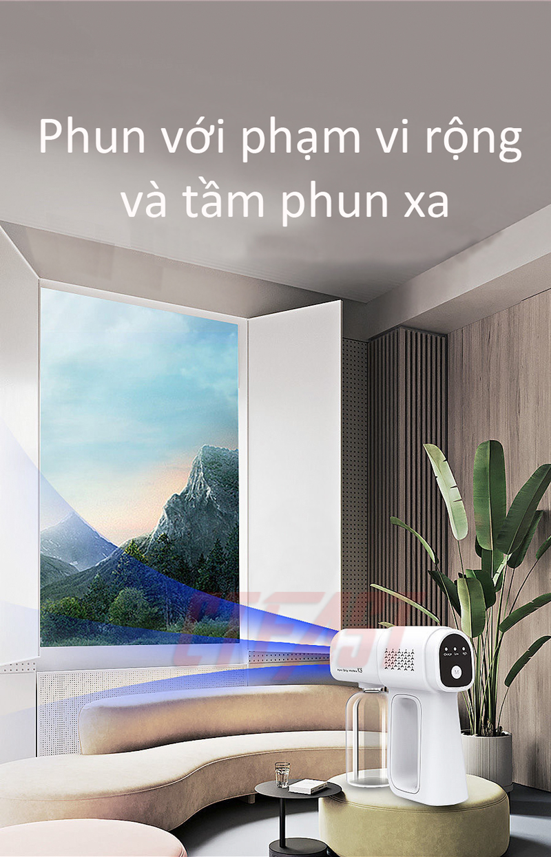 Thiết bị phun khử trùng nano cầm tay CTFAST - 05 : Máy phun khử trùng gia đình tích điện không dây kết hợp ánh sáng xanh an toàn, khử trùng, diệt khuẩn, đuổi muỗi