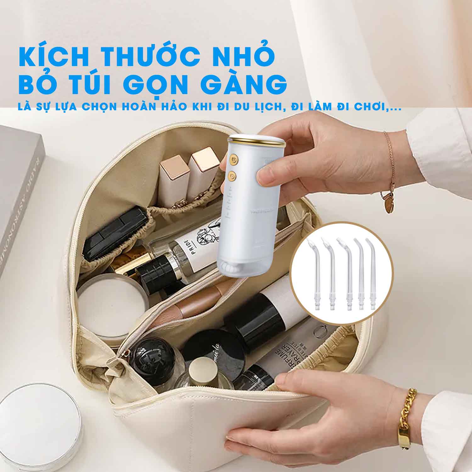 Máy tăm nước du lịch cao cấp WaterPush CY-1000 New Version - Siêu nhỏ gọn - Máy lỗi đổi mới nguyên seal 1 năm tận nhà