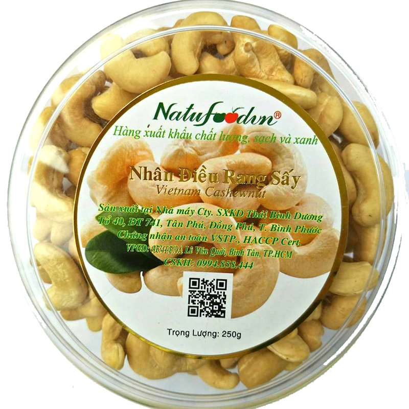 Hộp 250g Hạt Điều Rang Muối Natufoodvn | Đặc Sản Bình Phước Ngon Giòn