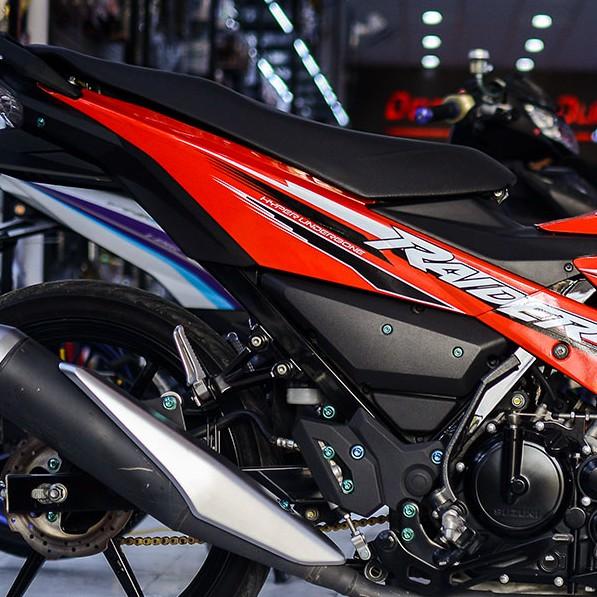 Decal Xe Máy - Tem Trùm Dành Cho Satria, Raider Đỏ Trắng Đen Thể Thao
