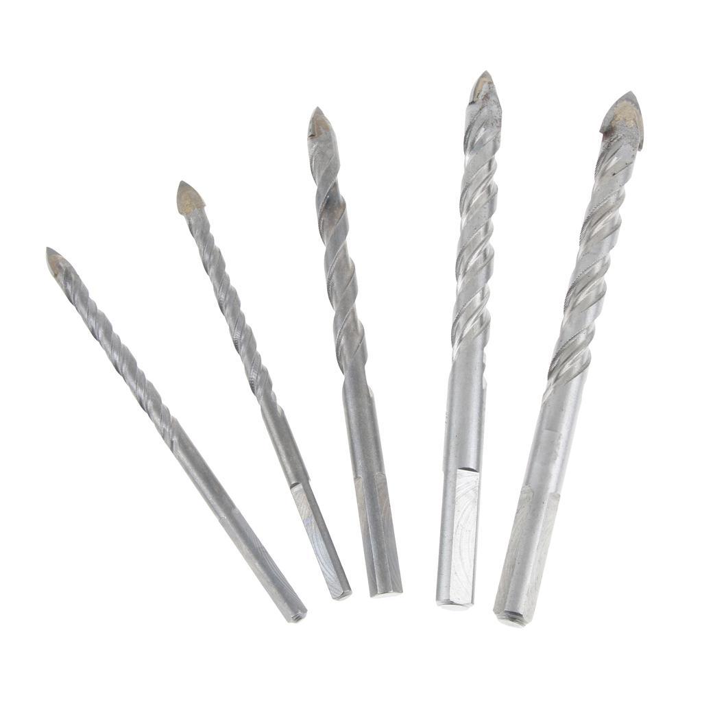 Set Of 5 Pcs Multi-purpose Glass Drill Bits Wood Concrete Quartz Sand Blasted extremely durable, withstand friction of drilling into glass