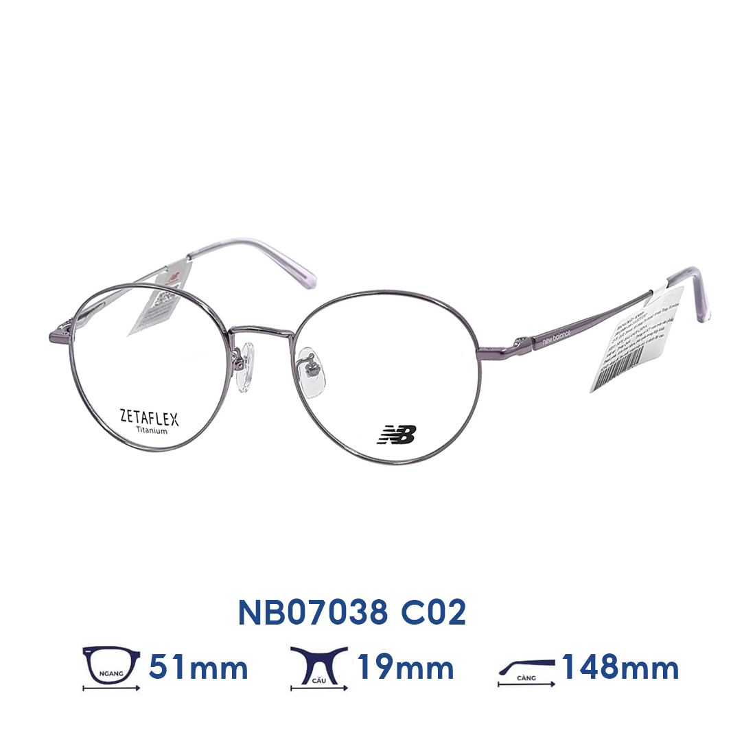 Gọng kính chính hãng New Balance NB07038 (51-19-148)