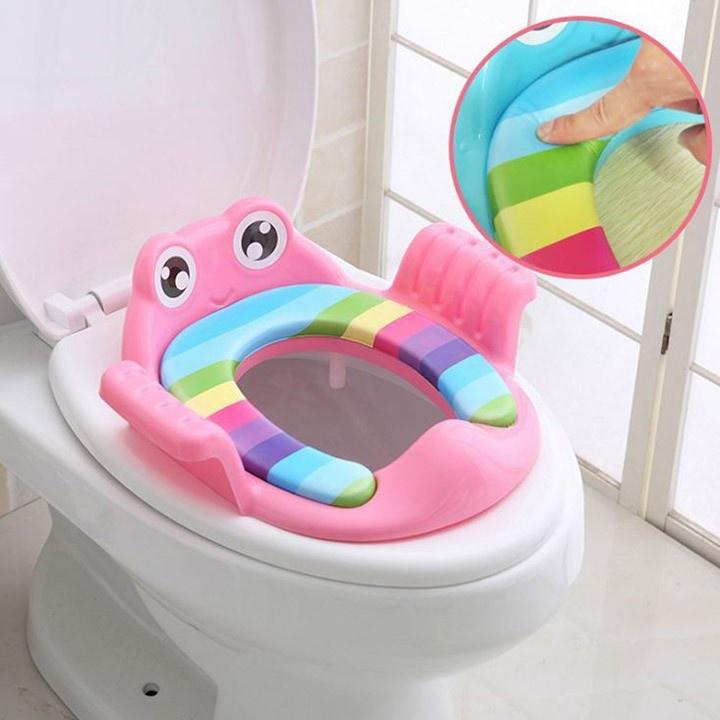 Bệ Lót Thu Gọn Bồn Cầu Hình Ếch Xinh Xắn Giúp Cho Bé Tập Luyện Đi Vệ Sinh