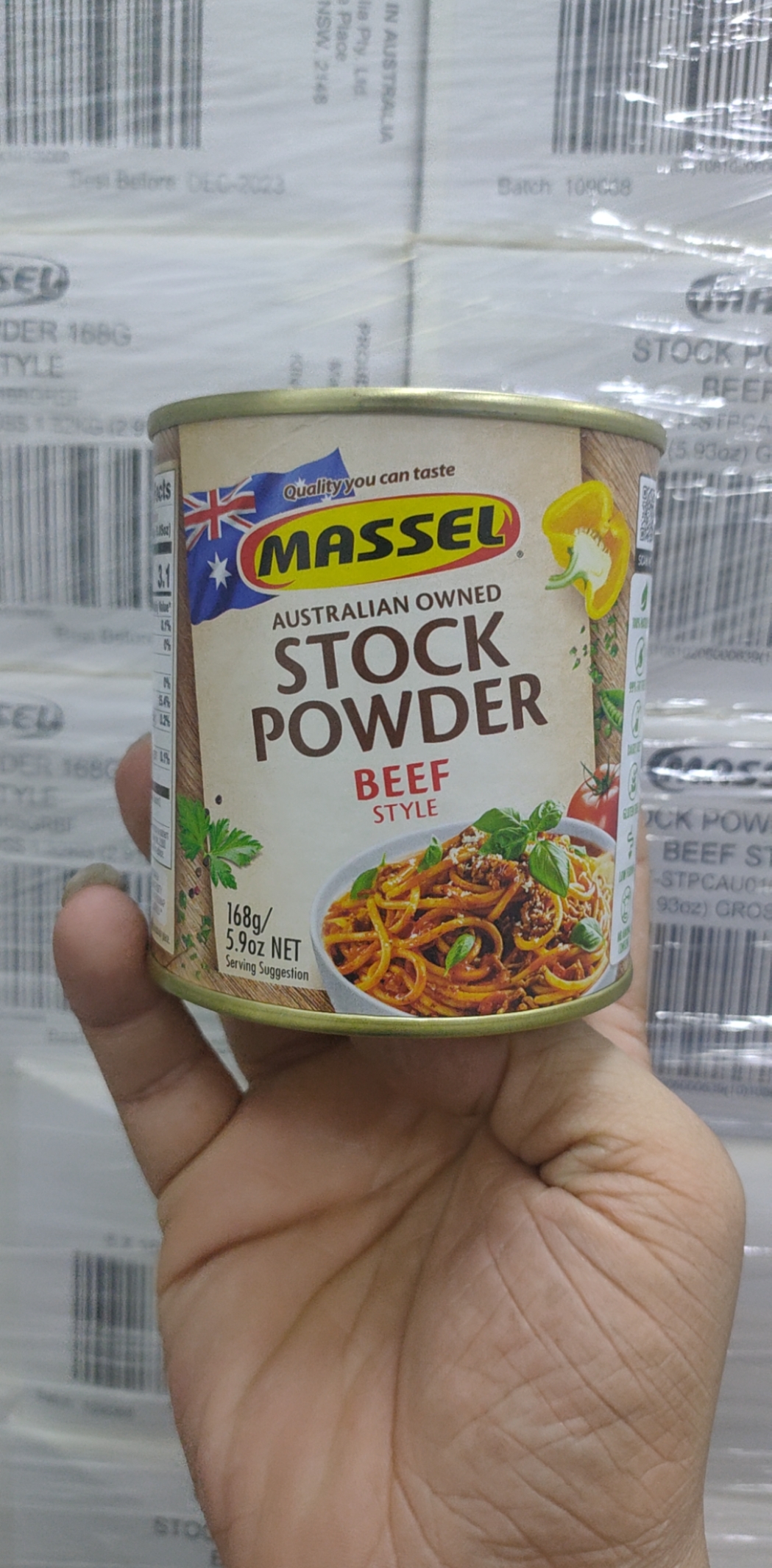 Hạt Nêm Cho Bé - Massel Stock Power Beef 100% Từ Rau Củ Hương Vị Bò - Nấu Được Món Chay, Món Mặn Cho Cả Gia Đình Và Dùng Nấu Ăn Dặm Cho Bé Rất Tốt – Lon 168g