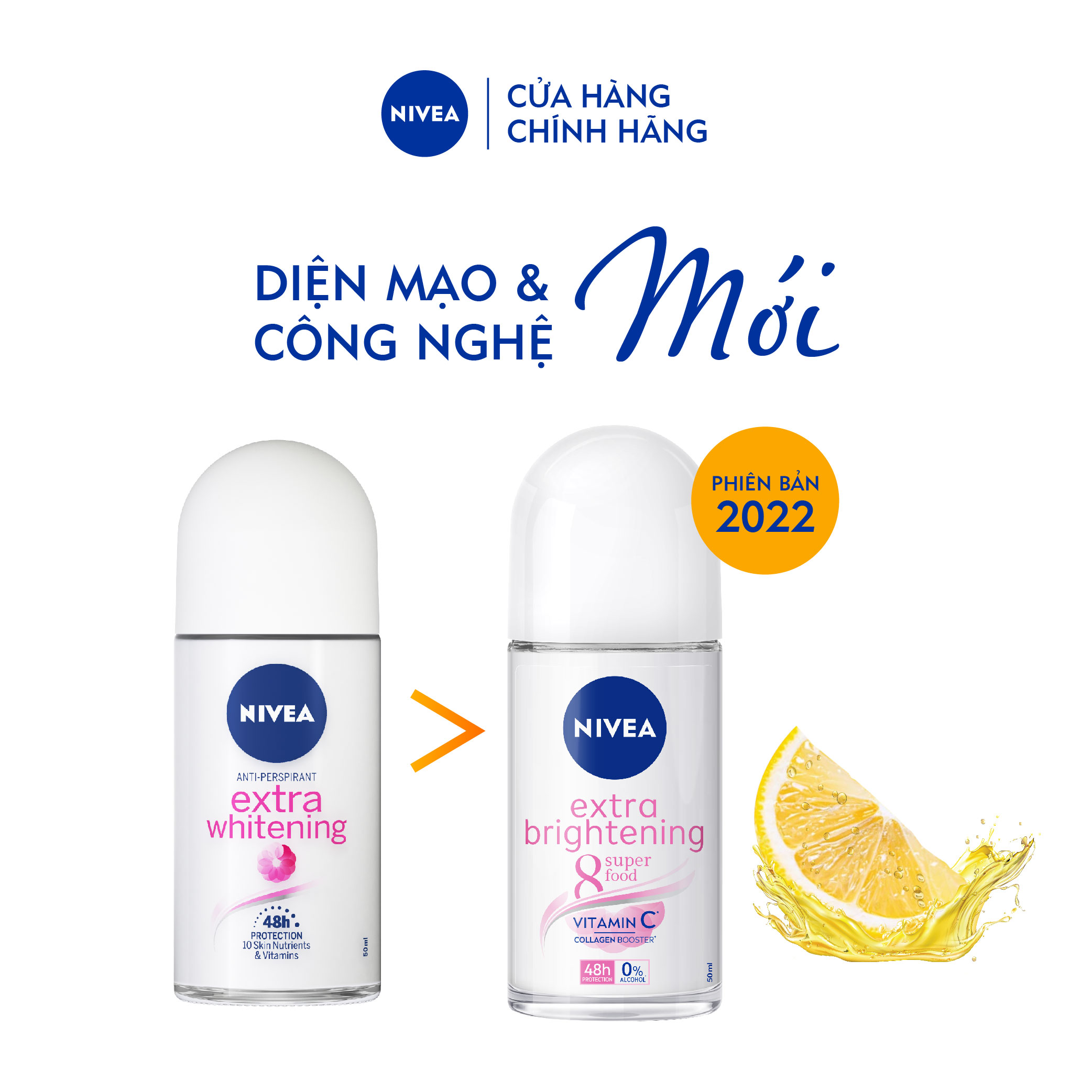 Lăn Ngăn Mùi NIVEA Extra Whitening Trắng Mịn Mờ Vết Thâm (50ml) - 83747