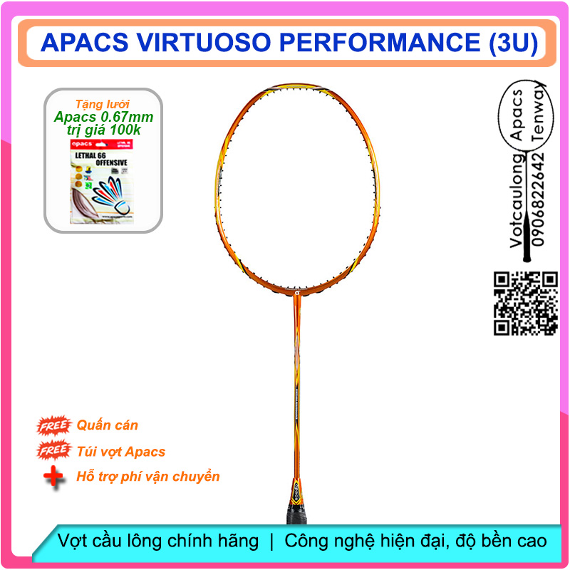 Vợt cầu lông Apacs Virtuoso Performance (3U) | Vợt công nghệ cao, chuyên công đập tốt