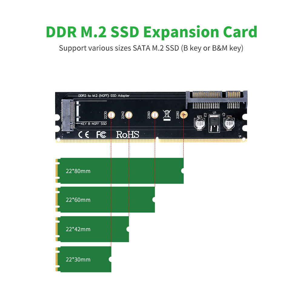 Bộ chuyển đổi ổ cứng DDR sang M.2 ATA sang M.2 (NGFF) B-key 2230/2242/2260/2280 