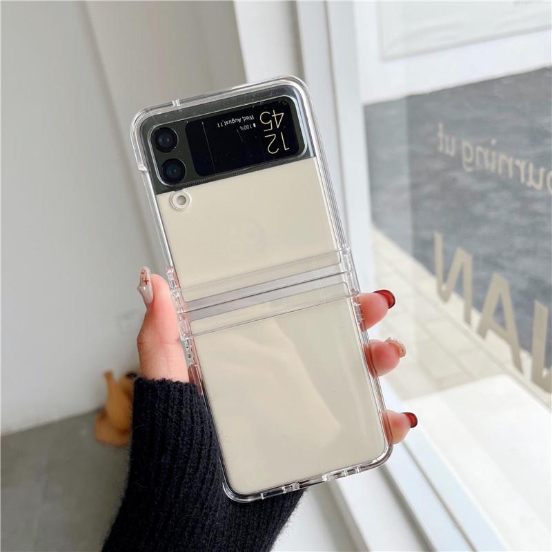 Ốp Lưng Nhựa Cứng Chống Sốc Trong Suốt Cho Dòng Samsung Galaxy Z Flip 3 / Z Flip 4