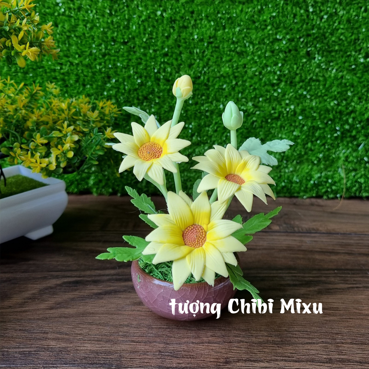 Chậu hoa Hướng Dương bằng đất sét Nhật