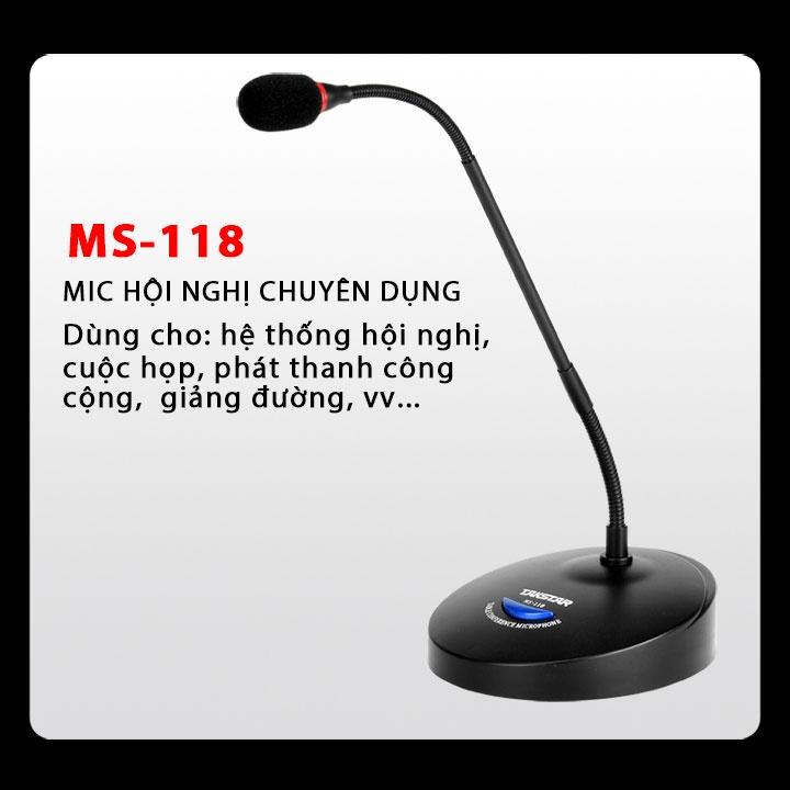 Micro hội nghị có dây TAKSTAR MS-118, mic cổ ngỗng để bàn phục vụ cho hệ thống hội nghị, cuộc họp, phát thanh công cộng