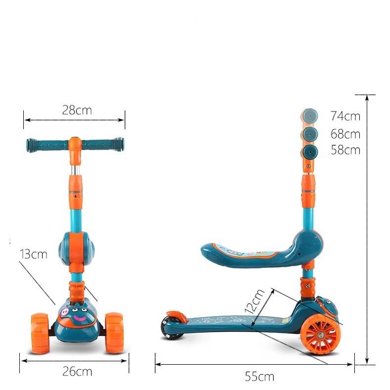 Xe scooter có ghế cho bé  Xe trượt trẻ em 3 bánh gấp gọn có nhạc đèn phát sáng,có ghế ngồi thuận tiện.