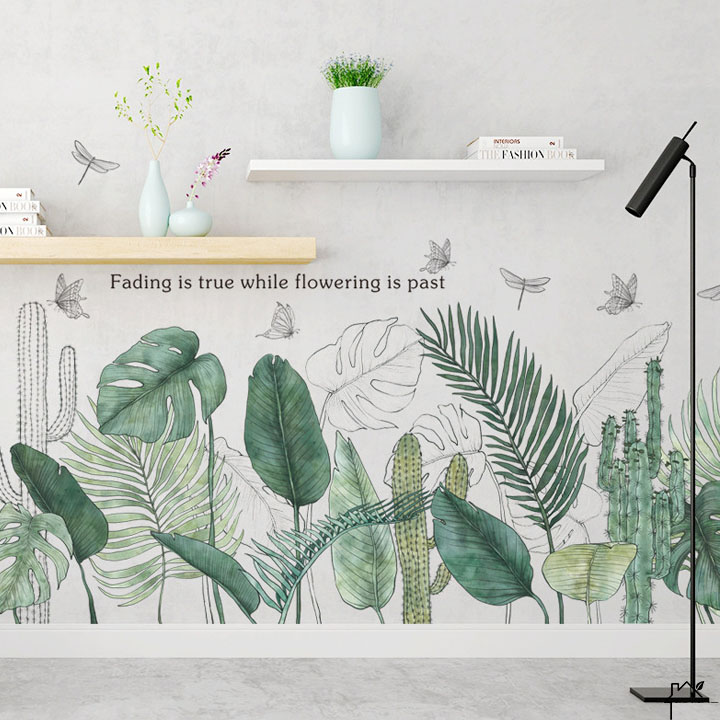 Decal trang trí chất liệu PVC loại 1 dày dặn, sắc nét, trang trí phòng khách, quán cafe-tán lá mới-LV44