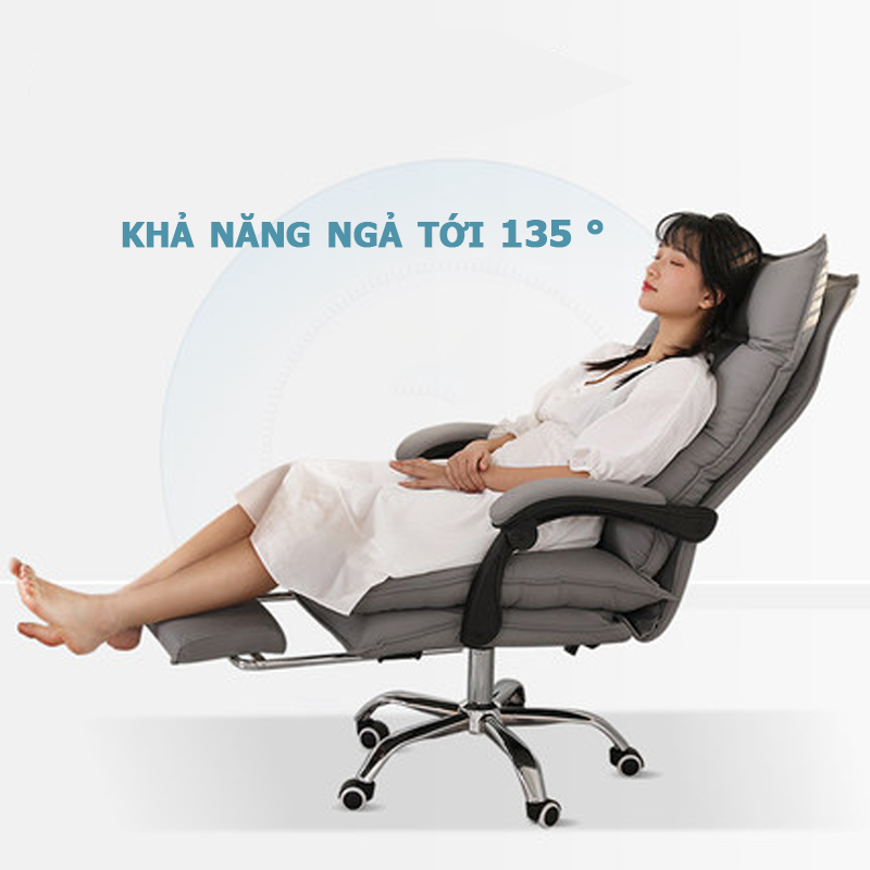 Ghế lãnh đạo văn phòng chân xoay tăng chỉnh chiều cao có gác chân - Hàng chinha hãng