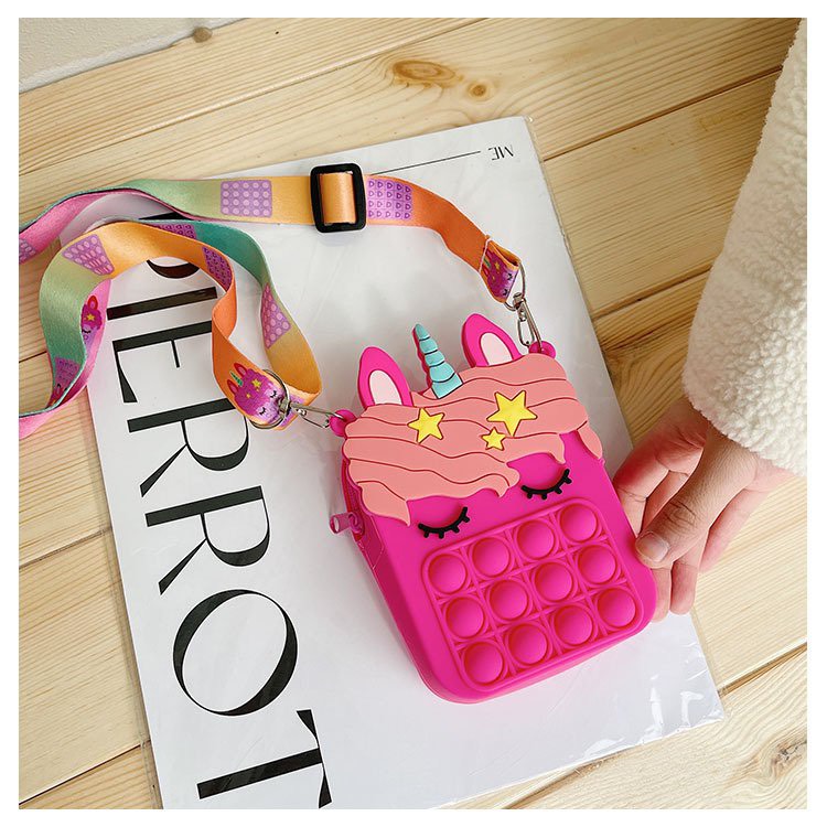 Túi Pop It MINI đeo chéo silicon ngựa Pony dễ thương phong cách Hàn Quóc cho bé gái