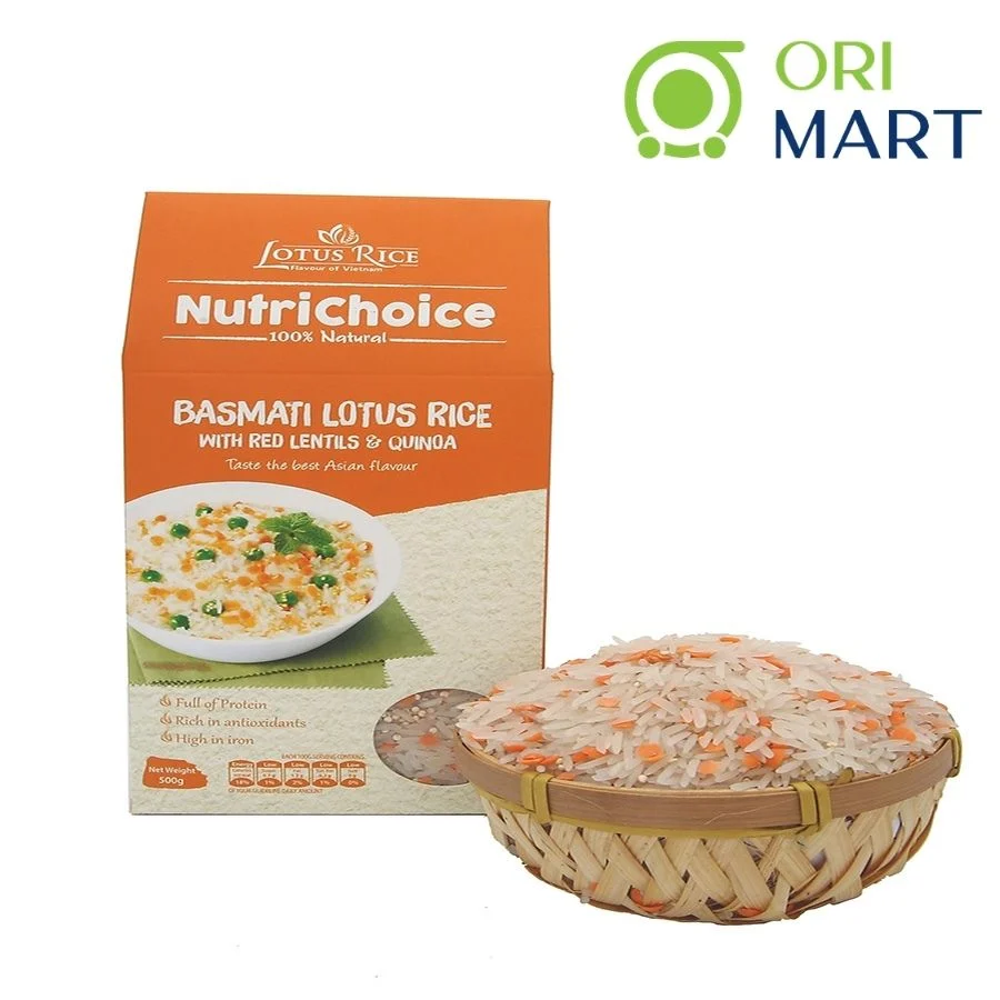 Combo 3 Gạo Hoa Xuân Hữu Cơ &amp; Hạt Đậu Dinh Dưỡng NutriChoice Basmati Lotus Rice Cao Cấp Đạt Chuẩn An Toàn Gói 500G ORIMART